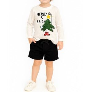 Okie Dokie Toddler Boy 2-Piece Outfit – Size 3T Long Sleeve Top + Black Shorts